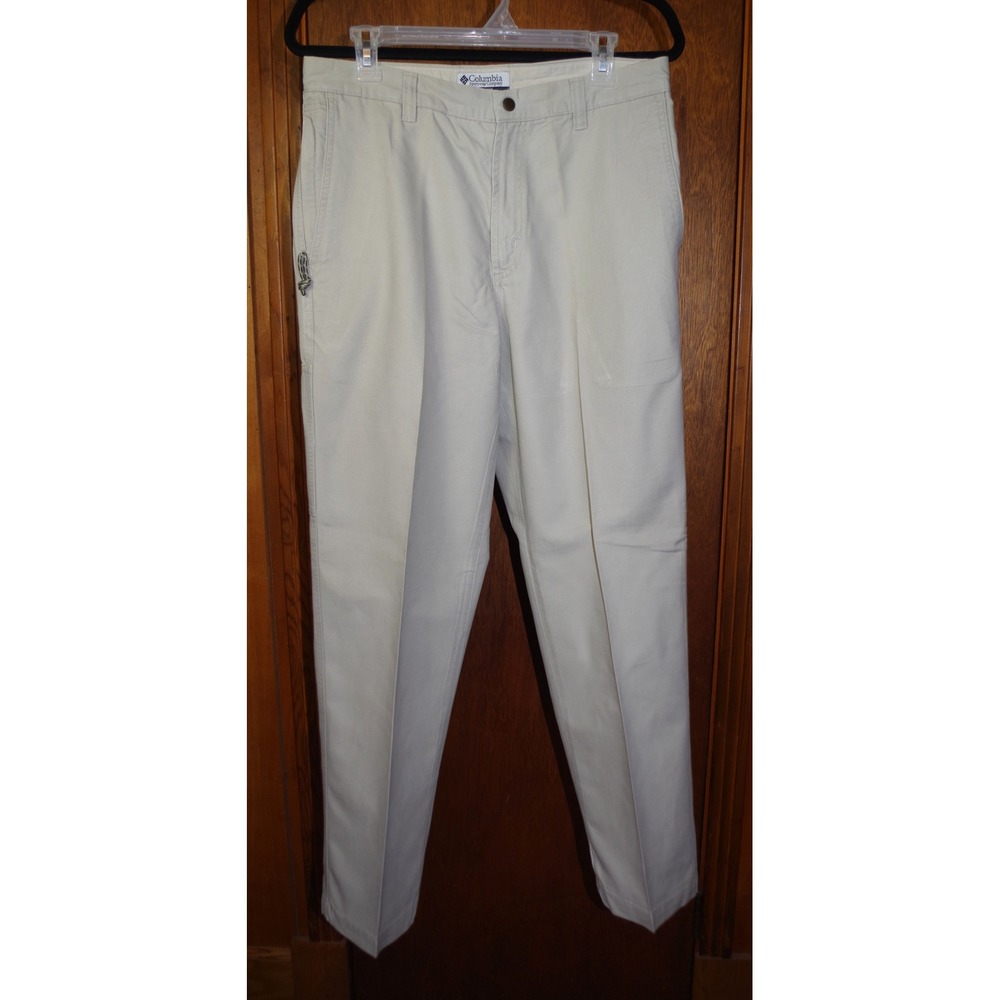 Columbia Mens 32x30 Khaki Canvas Outdoor Hiking Utility Work Pants AM8142 Tan